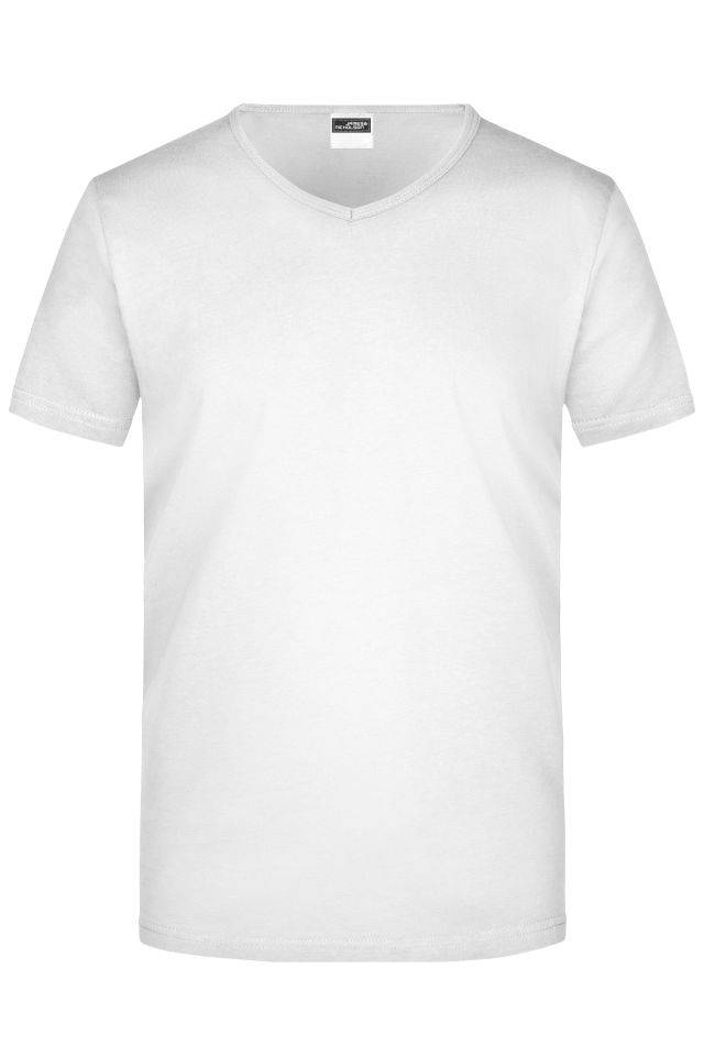 Men's Slim Fit V-T Figurbetontes V-Neck-T-Shirt weiß, Gr. S