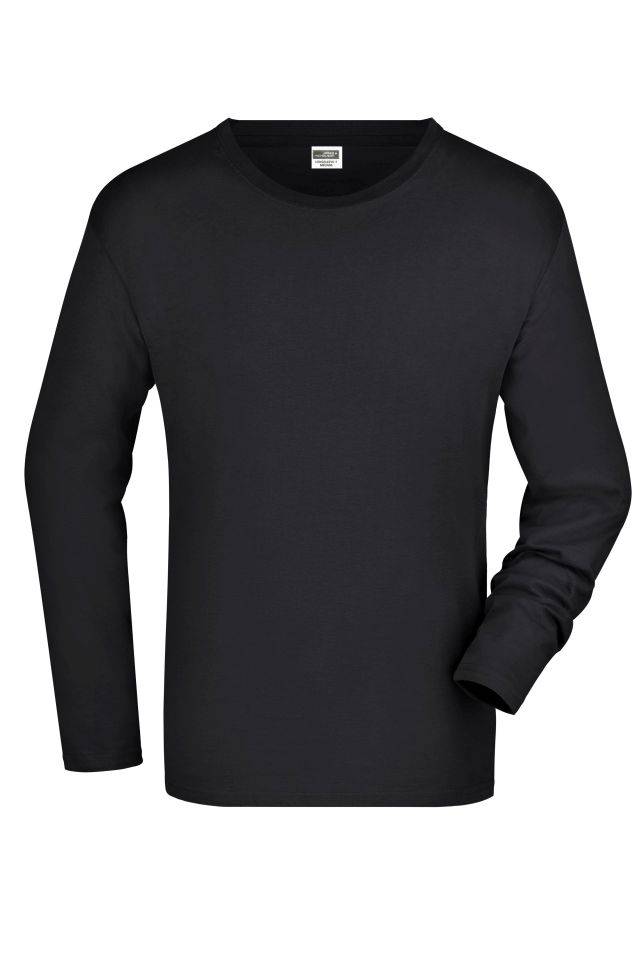 Men's Long-Sleeved Medium Langarm T-Shirt aus Single-Jersey schwarz, Gr. S