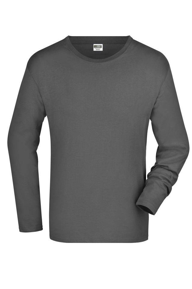 Men's Long-Sleeved Medium Langarm T-Shirt aus Single-Jersey grau, Gr. S
