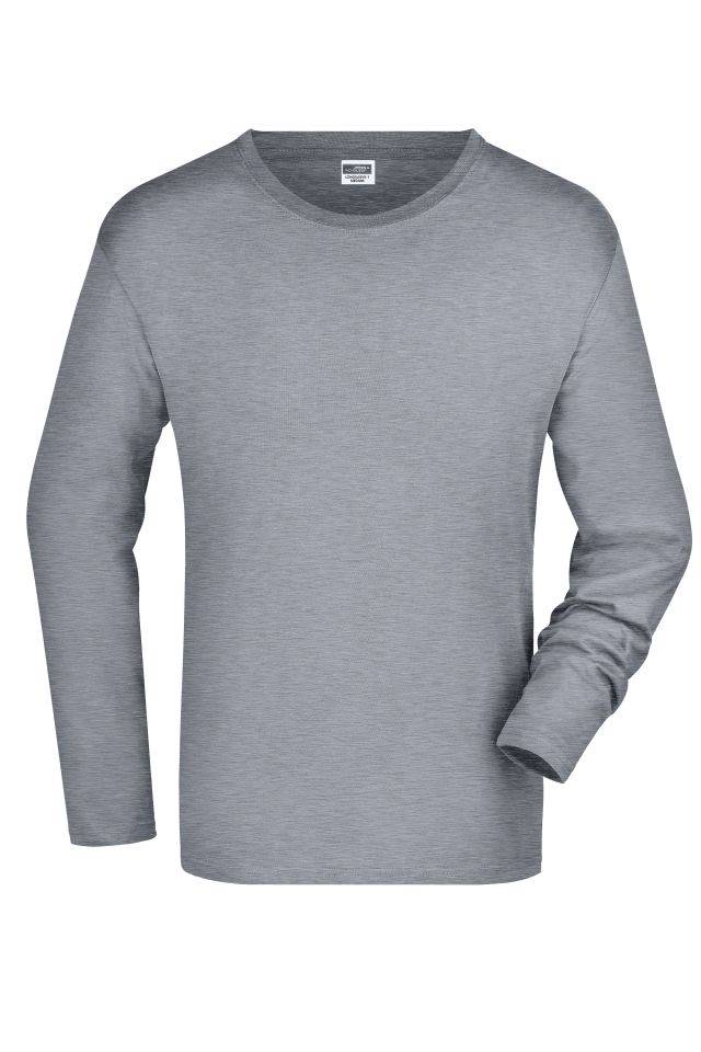 Men's Long-Sleeved Medium Langarm T-Shirt aus Single-Jersey grau, Gr. S
