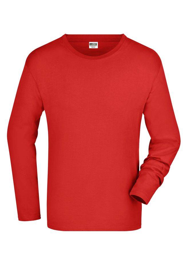 Men's Long-Sleeved Medium Langarm T-Shirt aus Single-Jersey rot, Gr. M