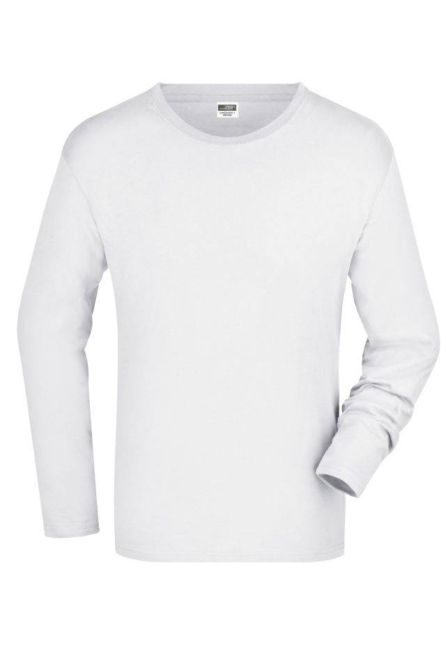 Men's Long-Sleeved Medium Langarm T-Shirt aus Single-Jersey weiß, Gr. M