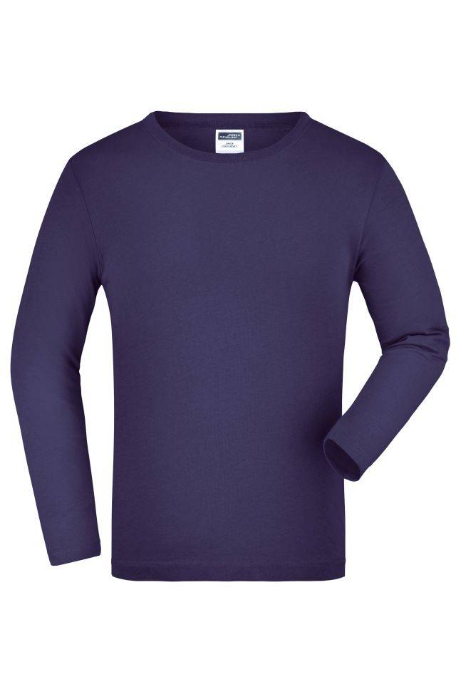 Junior Shirt Long-Sleeved Medium Langarm T-Shirt aus Single-Jersey lila/braun, Gr. L