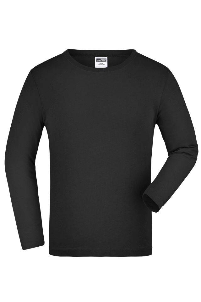 Junior Shirt Long-Sleeved Medium Langarm T-Shirt aus Single-Jersey schwarz, Gr. M