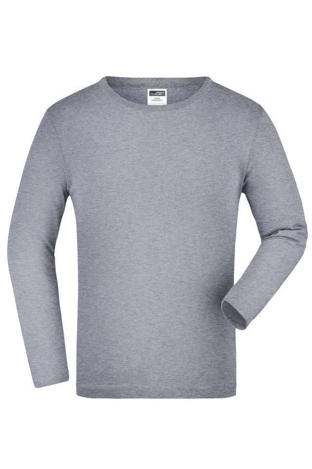 Junior Shirt Long-Sleeved Medium Langarm T-Shirt aus Single-Jersey grau, Gr. XL