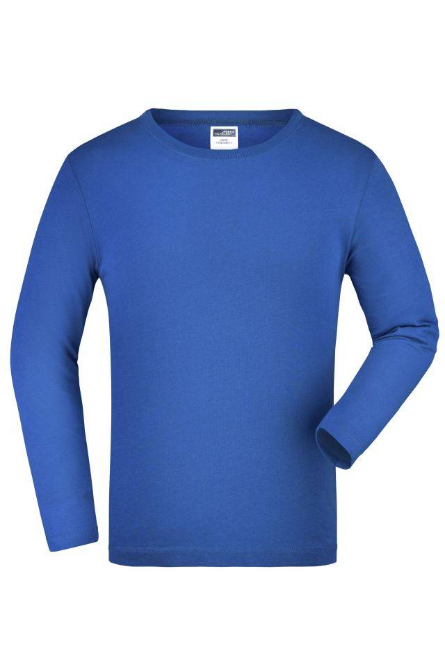 Junior Shirt Long-Sleeved Medium Langarm T-Shirt aus Single-Jersey blau, Gr. XXL