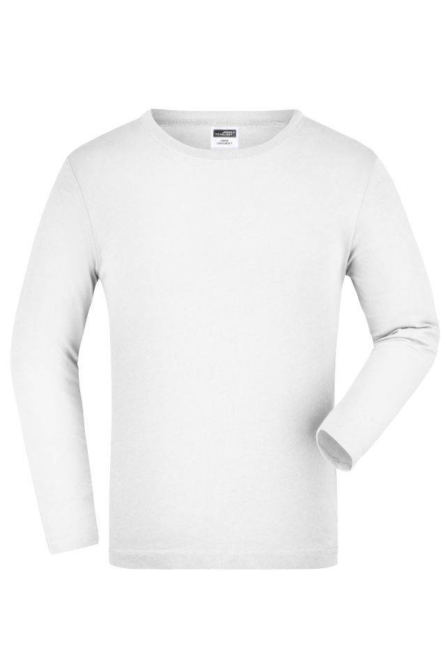 Junior Shirt Long-Sleeved Medium Langarm T-Shirt aus Single-Jersey weiß, Gr. S