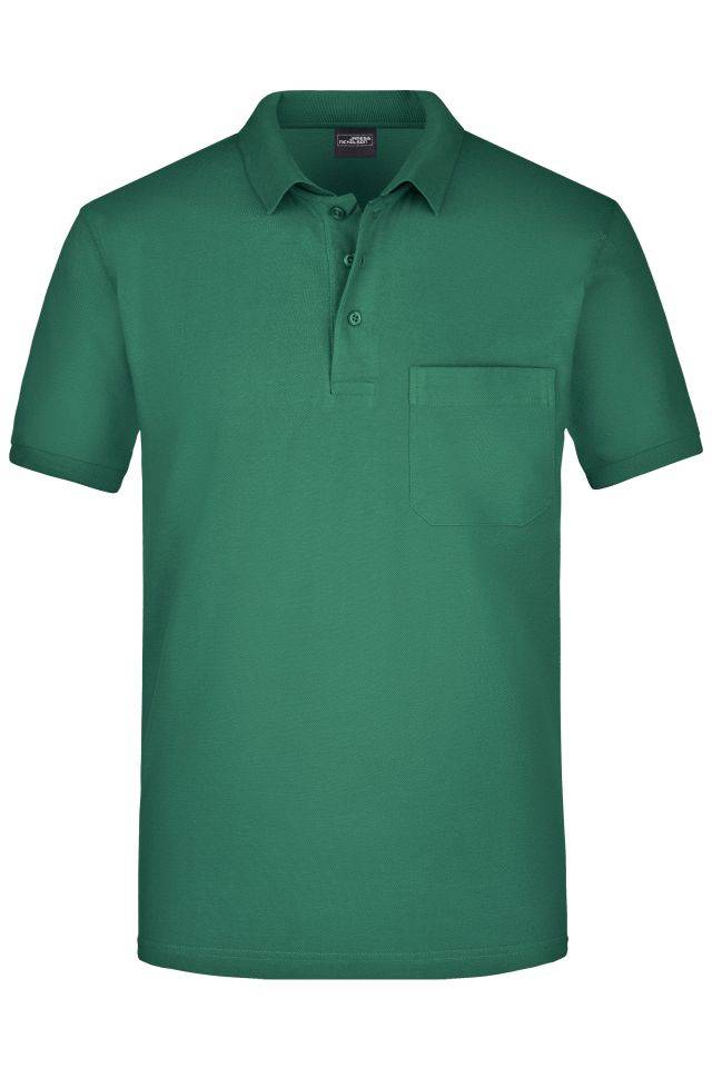 Men's Polo Pocket Klassisches Poloshirt mit Brusttasche grün, Gr. M