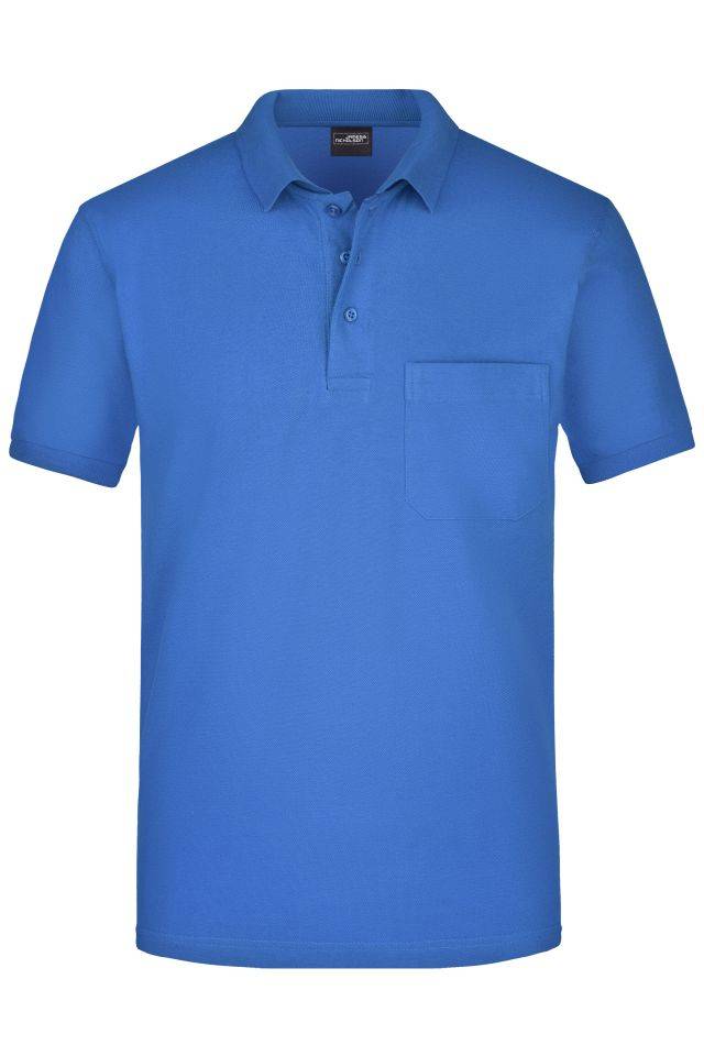 Men's Polo Pocket Klassisches Poloshirt mit Brusttasche blau, Gr. 3XL