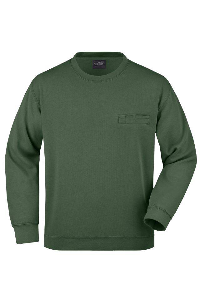 Men's Round Sweat Pocket Klassisches Sweatshirt mit Brusttasche grün, Gr. 3XL