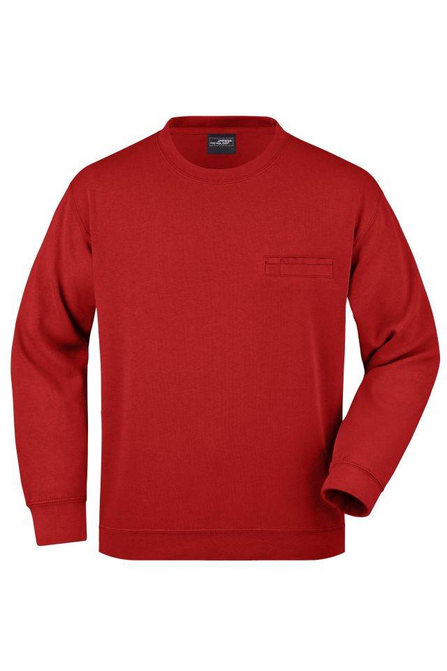 Men's Round Sweat Pocket Klassisches Sweatshirt mit Brusttasche rot, Gr. L