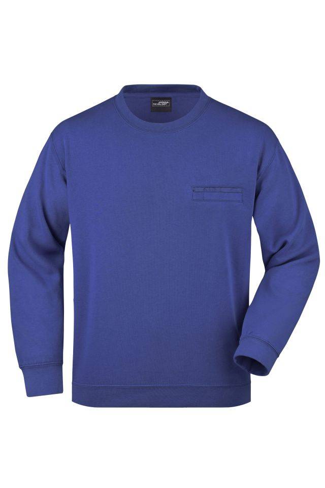 Men's Round Sweat Pocket Klassisches Sweatshirt mit Brusttasche blau, Gr. S