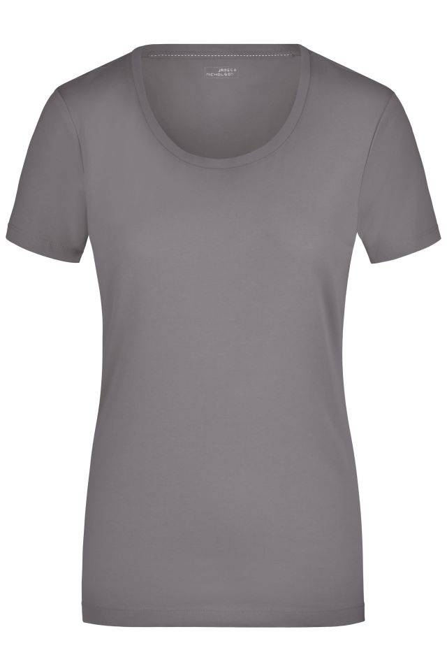 Ladies' Stretch Round-T T-Shirt aus weichem Elastic-Single-Jersey grau, Gr. S