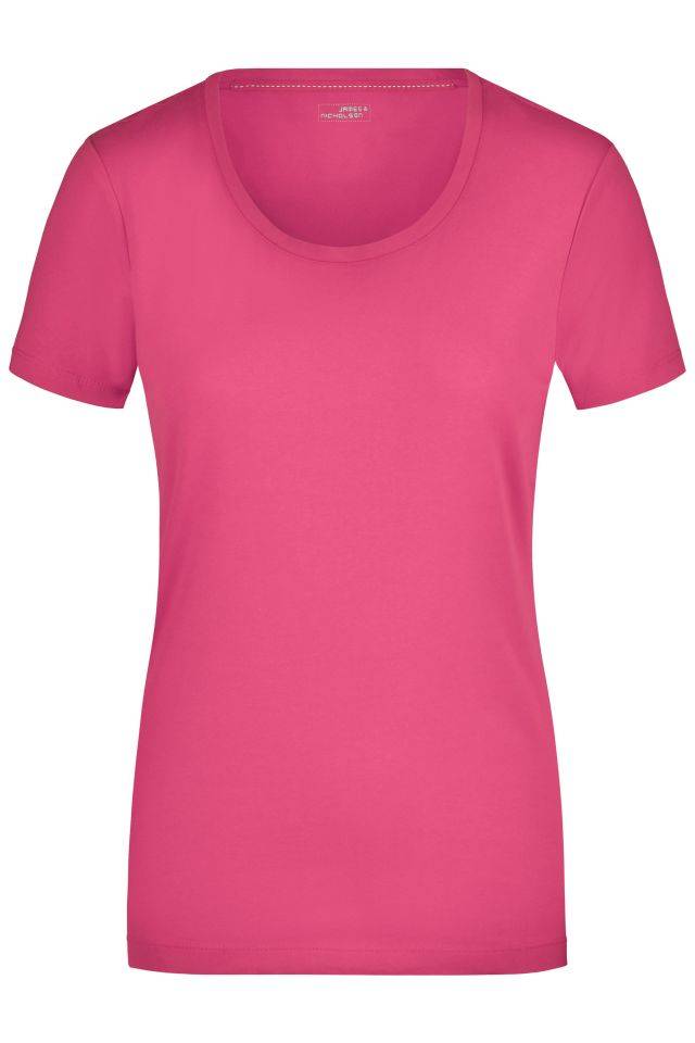 Ladies' Stretch Round-T T-Shirt aus weichem Elastic-Single-Jersey pink, Gr. XXL