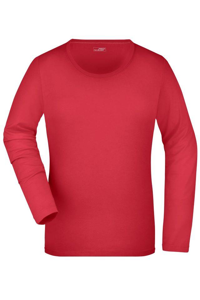 Ladies' Stretch Shirt Long-Sleeved Langarm Shirt aus weichem Elastic-Single-Jersey pink, Gr. S