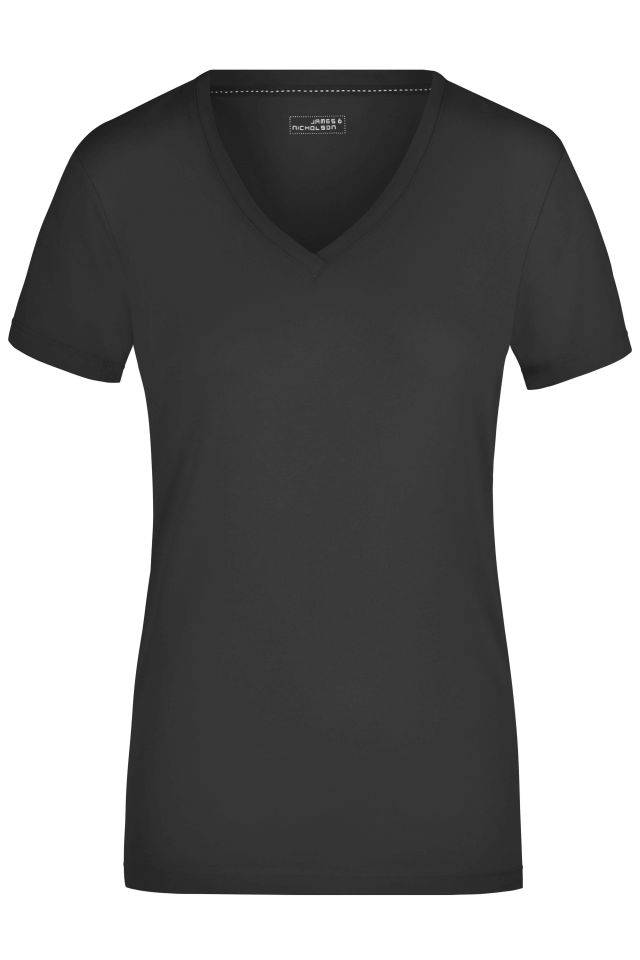 Ladies' Stretch V-T T-Shirt aus weichem Elastic-Single-Jersey schwarz, Gr. XXL