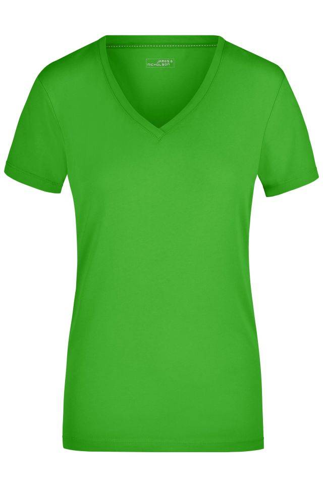 Ladies' Stretch V-T T-Shirt aus weichem Elastic-Single-Jersey grün, Gr. M