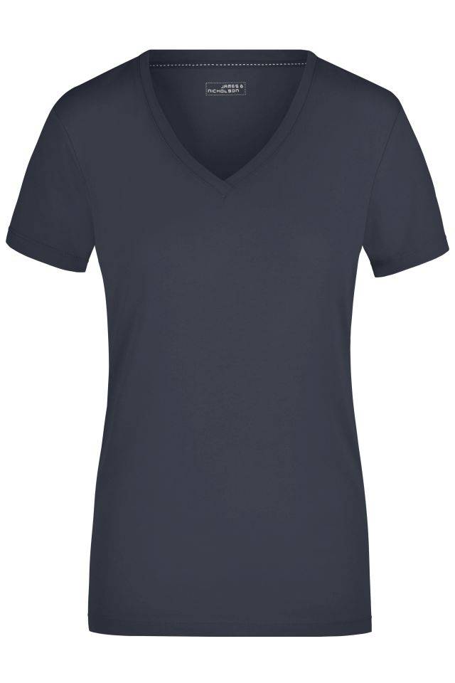 Ladies' Stretch V-T T-Shirt aus weichem Elastic-Single-Jersey blau, Gr. XXL