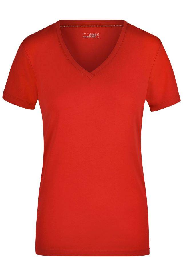 Ladies' Stretch V-T T-Shirt aus weichem Elastic-Single-Jersey rot, Gr. XXL