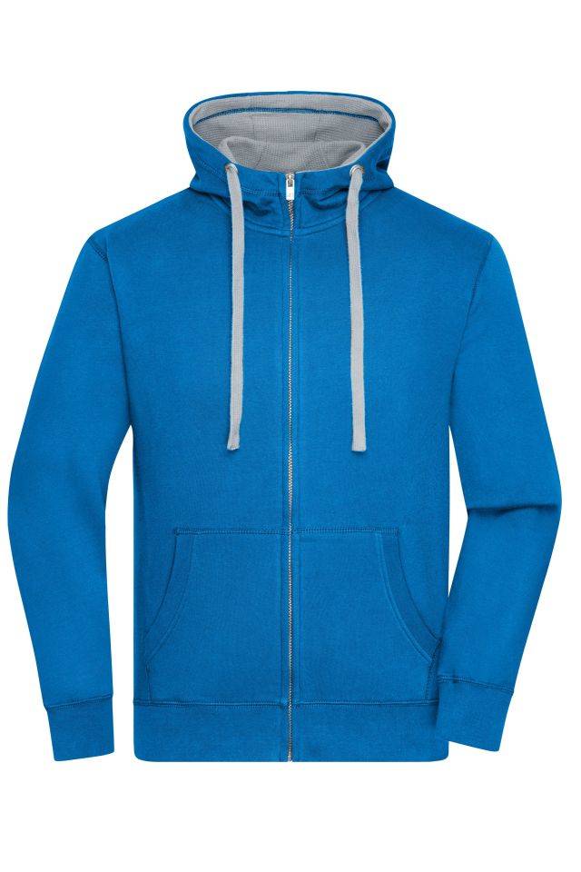 Men's Lifestyle Zip-Hoody Sweat-Jacke mit Reißverschluss und Kapuze blau/grau, Gr. XL