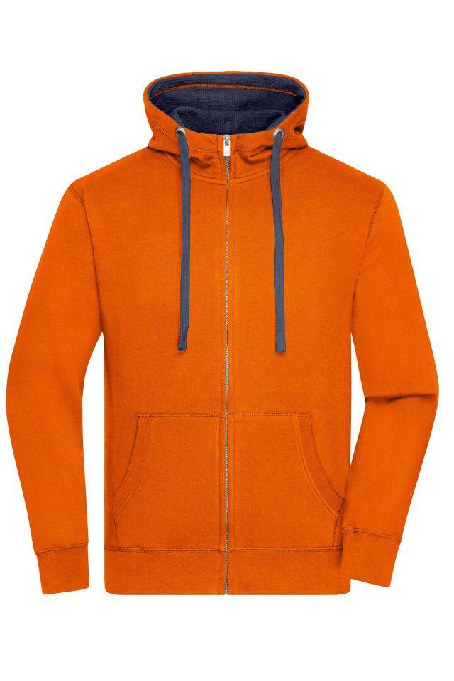 Men's Lifestyle Zip-Hoody Sweat-Jacke mit Reißverschluss und Kapuze orange/blau, Gr. XL