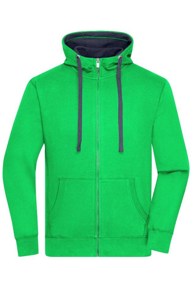 Men's Lifestyle Zip-Hoody Sweat-Jacke mit Reißverschluss und Kapuze blau/grün, Gr. 3XL