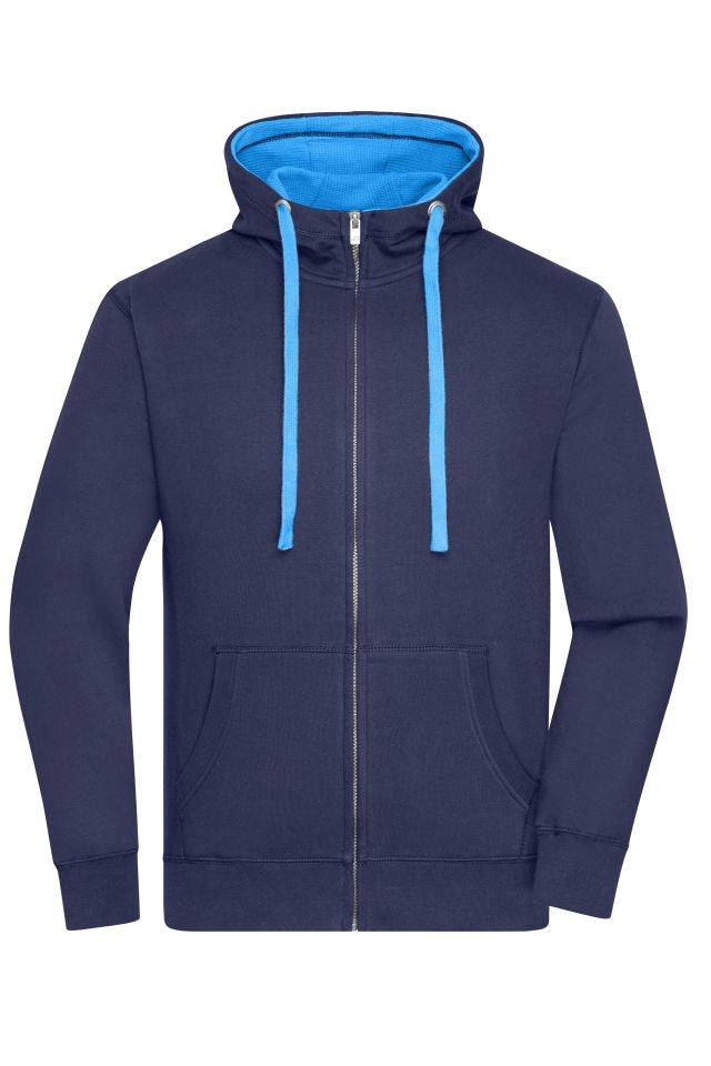 Men's Lifestyle Zip-Hoody Sweat-Jacke mit Reißverschluss und Kapuze blau, Gr. XXL