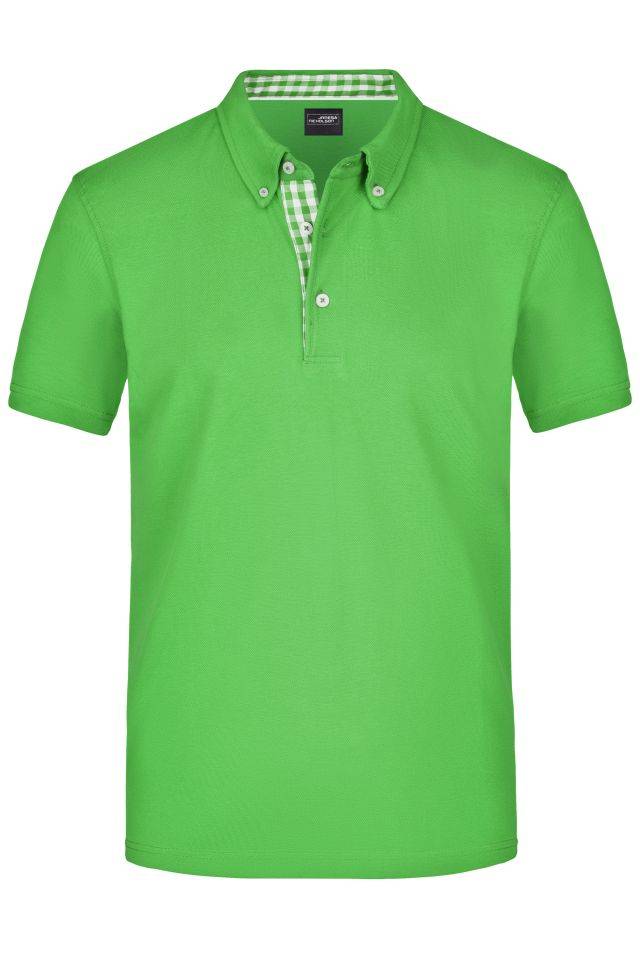 Men's Plain Polo Polo mit Button-Down Kragen grün/weiß, Gr. 3XL