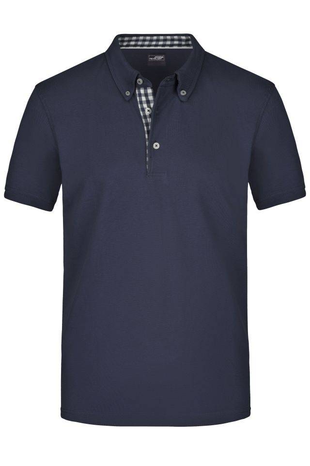 Men's Plain Polo Polo mit Button-Down Kragen blau/weiß, Gr. S