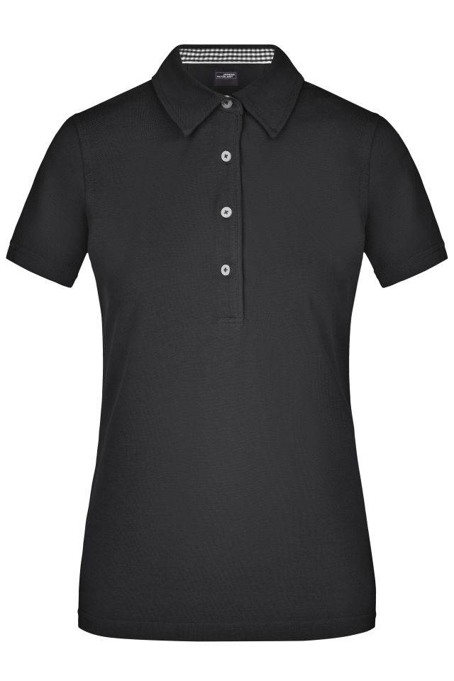 Ladies' Plain Polo Polo mit konfektioniertem Kragen schwarz/weiß, Gr. L