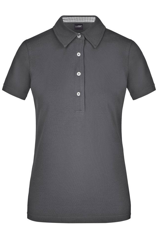 Ladies' Plain Polo Polo mit konfektioniertem Kragen grau/weiß, Gr. S