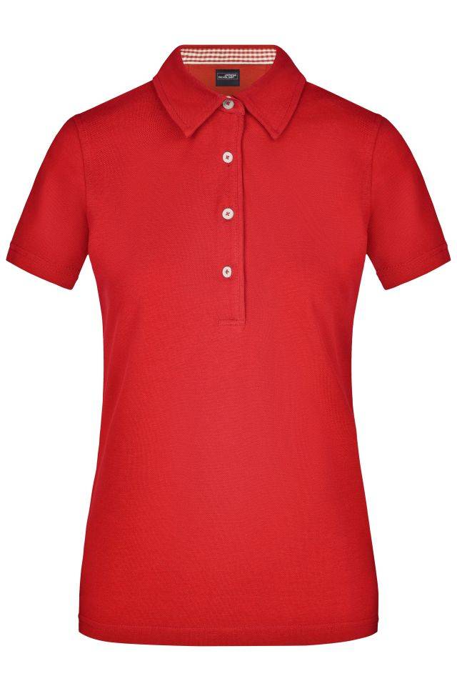 Ladies' Plain Polo Polo mit konfektioniertem Kragen weiß/rot, Gr. XL