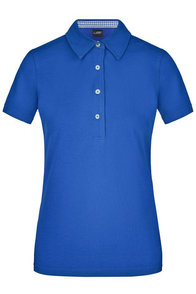 Ladies' Plain Polo Polo mit konfektioniertem Kragen blau/weiß, Gr. M
