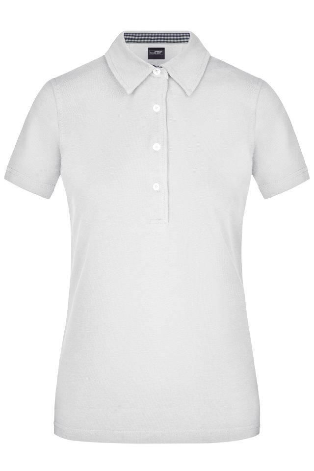 Ladies' Plain Polo Polo mit konfektioniertem Kragen weiß/blau, Gr. XXL