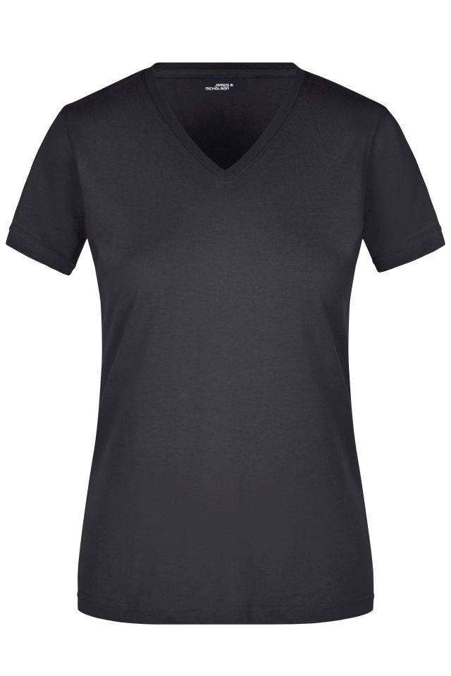 Ladies' Slim Fit V-T Figurbetontes V-Neck-T-Shirt schwarz, Gr. L