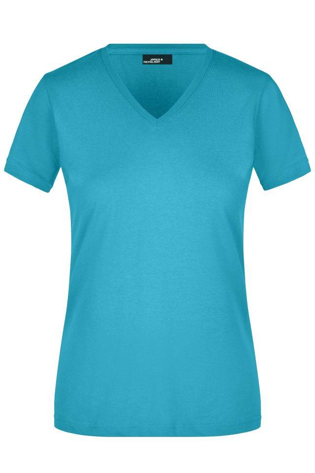 Ladies' Slim Fit V-T Figurbetontes V-Neck-T-Shirt blau, Gr. M