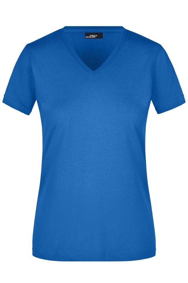 Ladies' Slim Fit V-T Figurbetontes V-Neck-T-Shirt blau, Gr. L