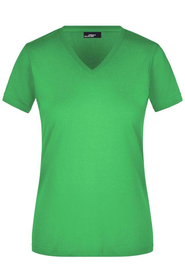 Ladies' Slim Fit V-T Figurbetontes V-Neck-T-Shirt grün, Gr. XL