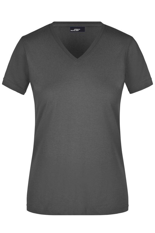 Ladies' Slim Fit V-T Figurbetontes V-Neck-T-Shirt grau, Gr. M