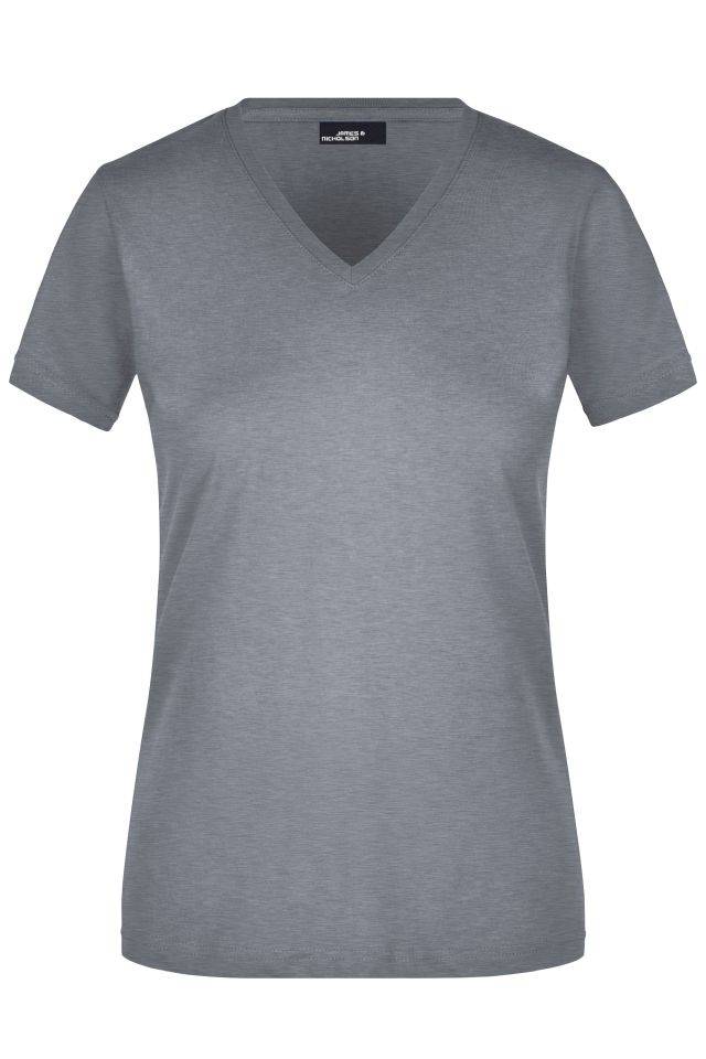 Ladies' Slim Fit V-T Figurbetontes V-Neck-T-Shirt grau, Gr. XL