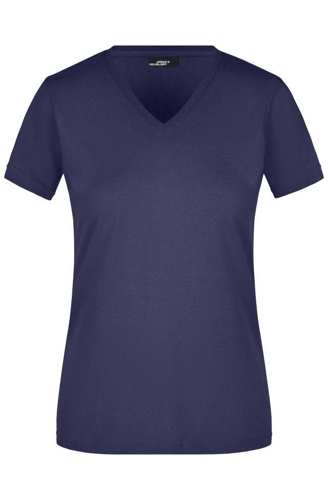Ladies' Slim Fit V-T Figurbetontes V-Neck-T-Shirt blau, Gr. S
