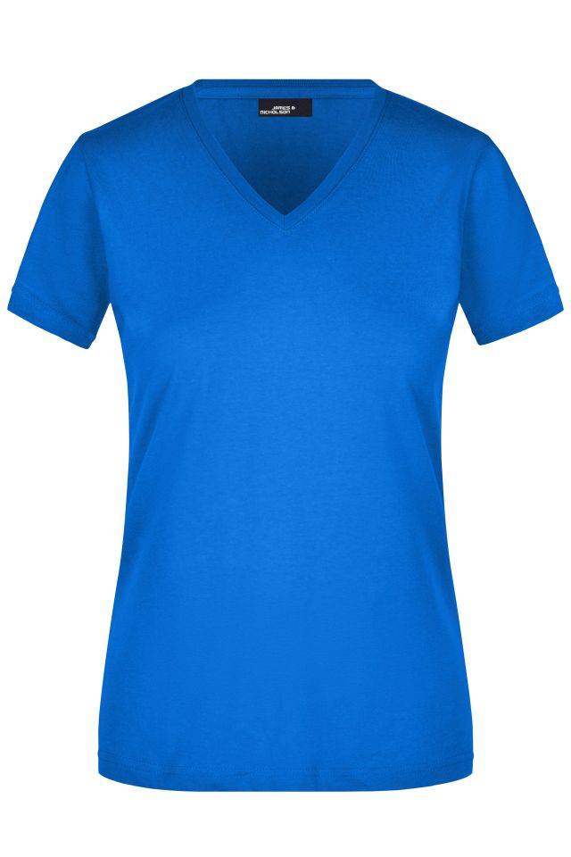 Ladies' Slim Fit V-T Figurbetontes V-Neck-T-Shirt blau, Gr. L
