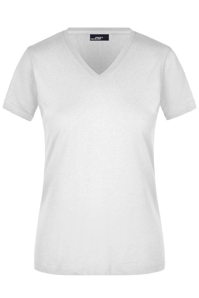 Ladies' Slim Fit V-T Figurbetontes V-Neck-T-Shirt weiß, Gr. XL