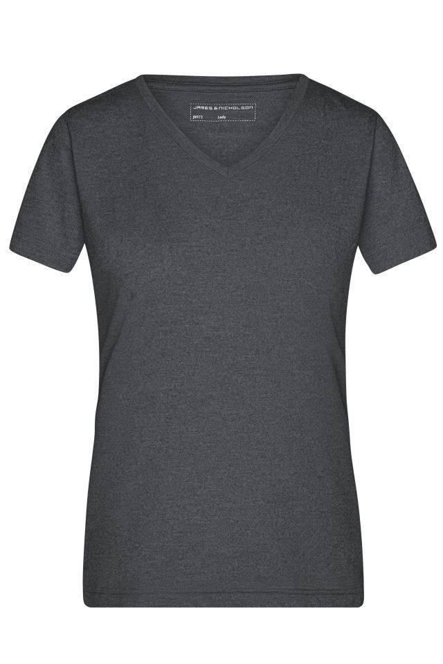 Ladies' Heather T-Shirt Modisches T-Shirt mit V-Ausschnitt schwarz, Gr. M