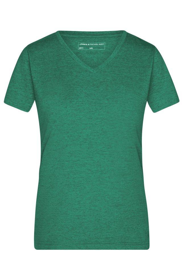 Ladies' Heather T-Shirt Modisches T-Shirt mit V-Ausschnitt grün, Gr. L