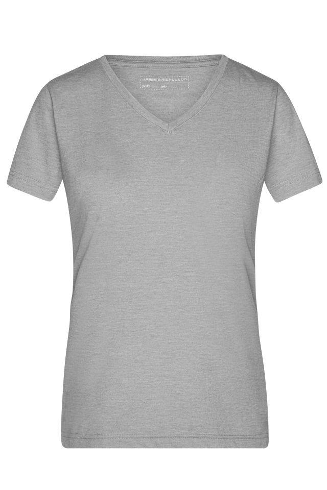 Ladies' Heather T-Shirt Modisches T-Shirt mit V-Ausschnitt grau, Gr. XXL