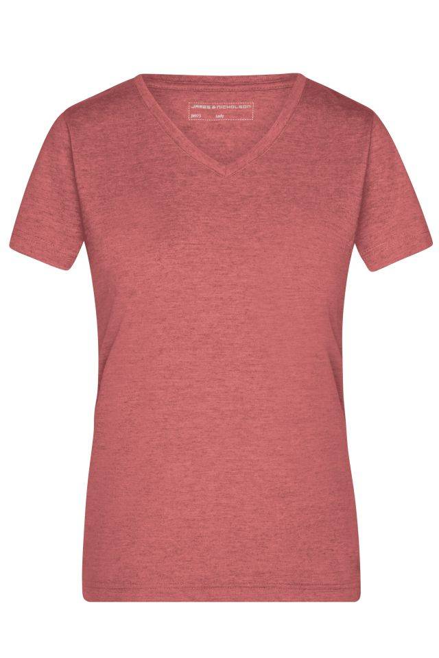 Ladies' Heather T-Shirt Modisches T-Shirt mit V-Ausschnitt rot, Gr. S