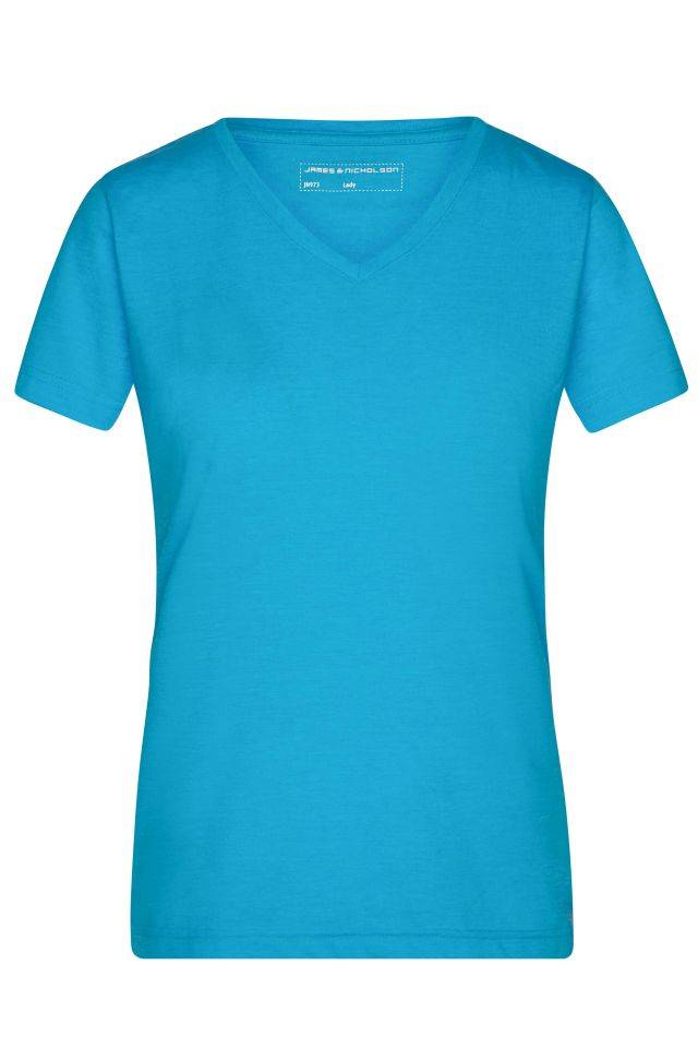 Ladies' Heather T-Shirt Modisches T-Shirt mit V-Ausschnitt blau, Gr. XXL