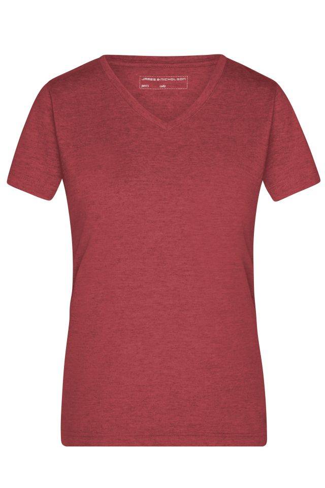 Ladies' Heather T-Shirt Modisches T-Shirt mit V-Ausschnitt rot/weinrot, Gr. M