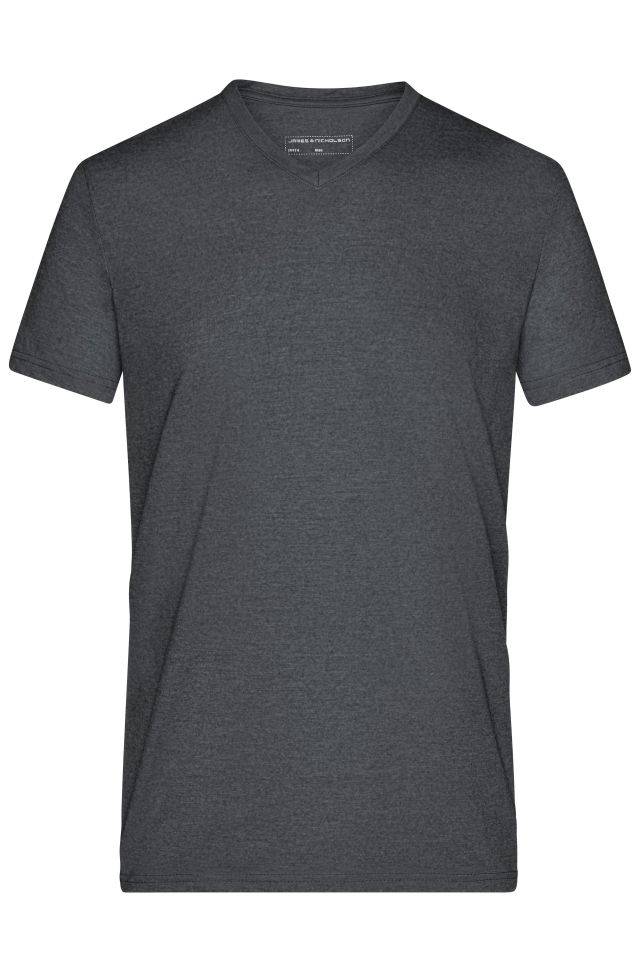 Men's Heather T-Shirt Modisches T-Shirt mit V-Ausschnitt schwarz, Gr. M